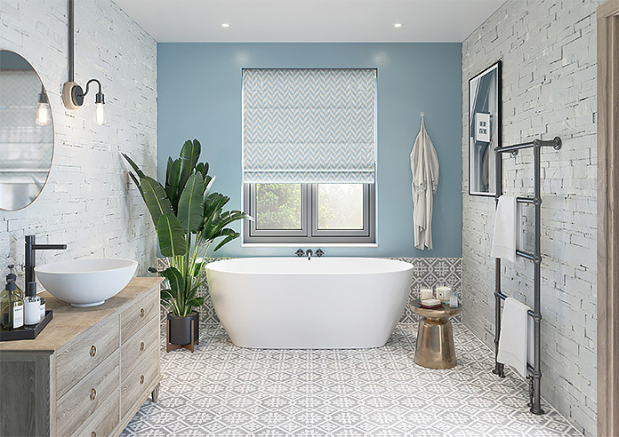 Chevron Stripe, Light Blue - Roman Blind - Image 8